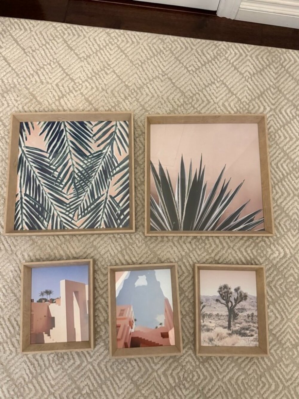 Set of 5 Framed Wall Art Prints Desert Palm Gallery Wall